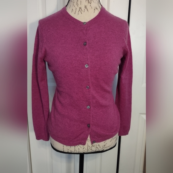 Lands End PS 'rubellite heather' cashmere cardigan - Picture 2 of 6